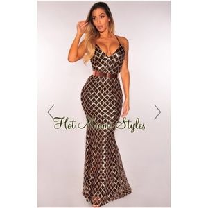 Hot Miami Styles - Black Rose Gold Diamond Sequins